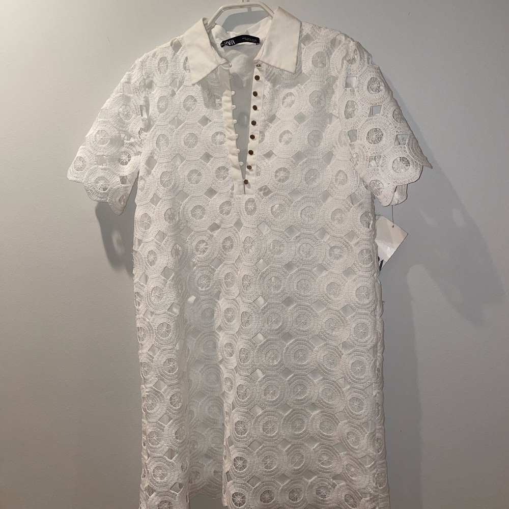 Zara white lace tennis dress